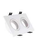Collerette Downlight Carrée Orientable pour 2 Ampoules LED GU10/GU5.3 Coupe 75x150mm