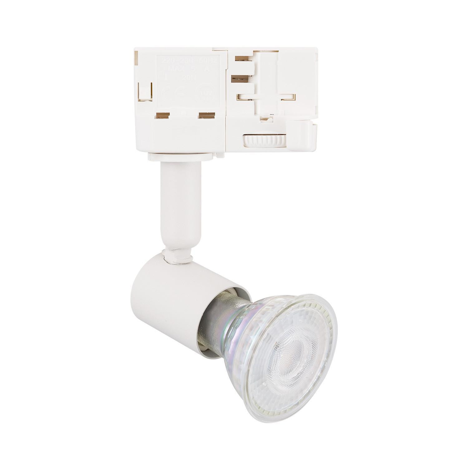 Spot à Douille sur Rail Triphasé Oasis pour Ampoule GU10 Blanc