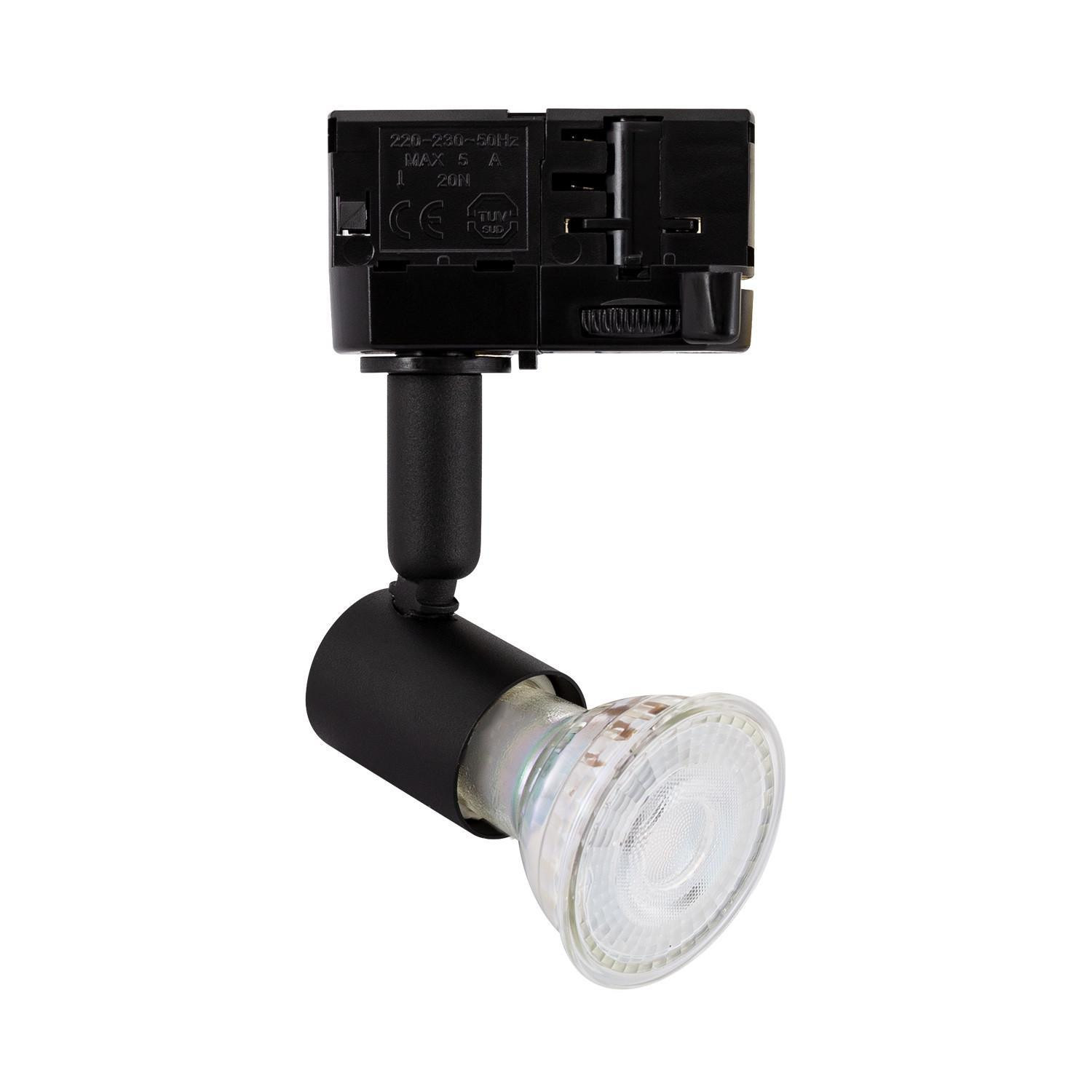 Spot à Douille sur Rail Triphasé Oasis pour Ampoule GU10 Noir