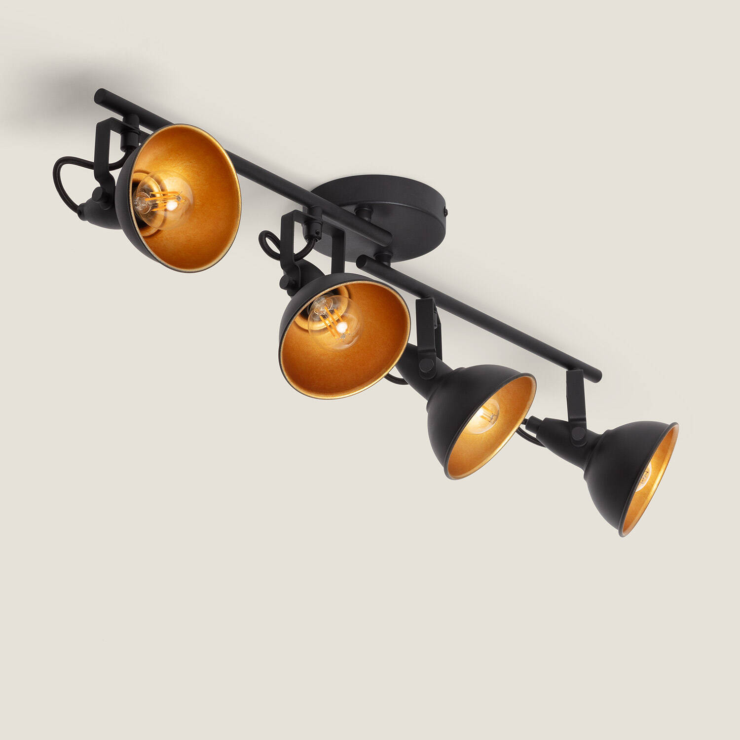 Plafonnier Orientable Aluminium Emer 4 Spots Noir Noir