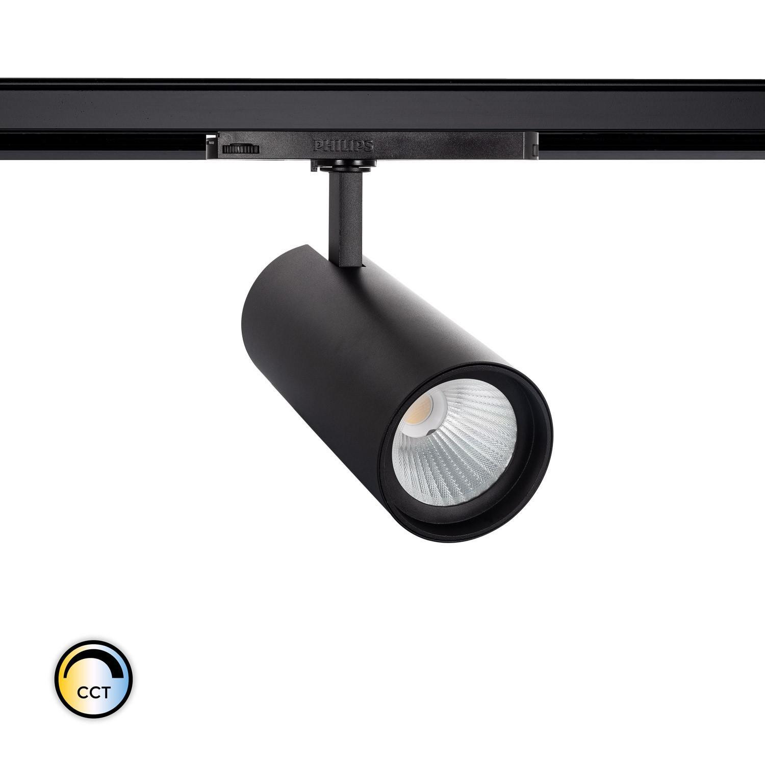 Spot LED sur Rail Triphasé 40W d'Angelo CCT PHILIPS Xitanium Noir Sélectionnable (chaud-neutre-froid)
