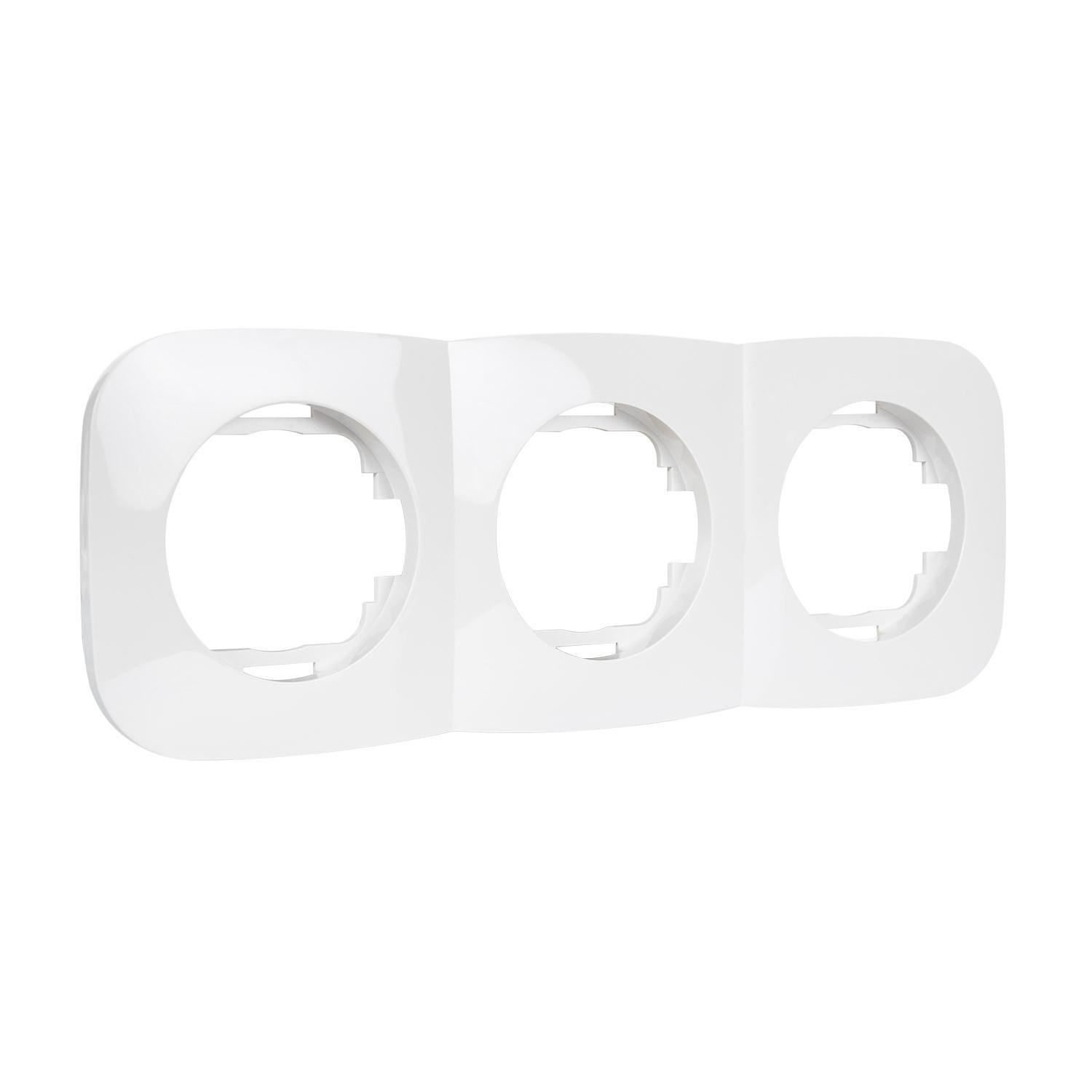 Cadre 3 Emplacements pour Appareillages Classic Round Blanc