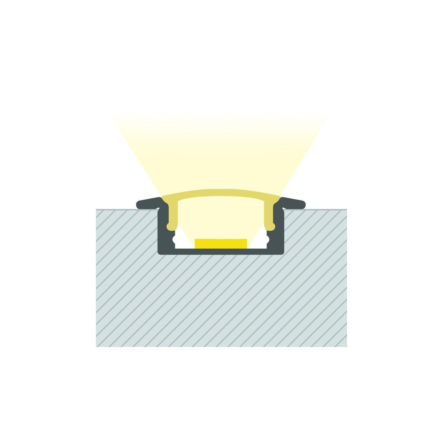 Profilé Aluminium Encastrable avec Capot Continu pour Ruban LED jusqu'à 12mm 6m Capot translucide