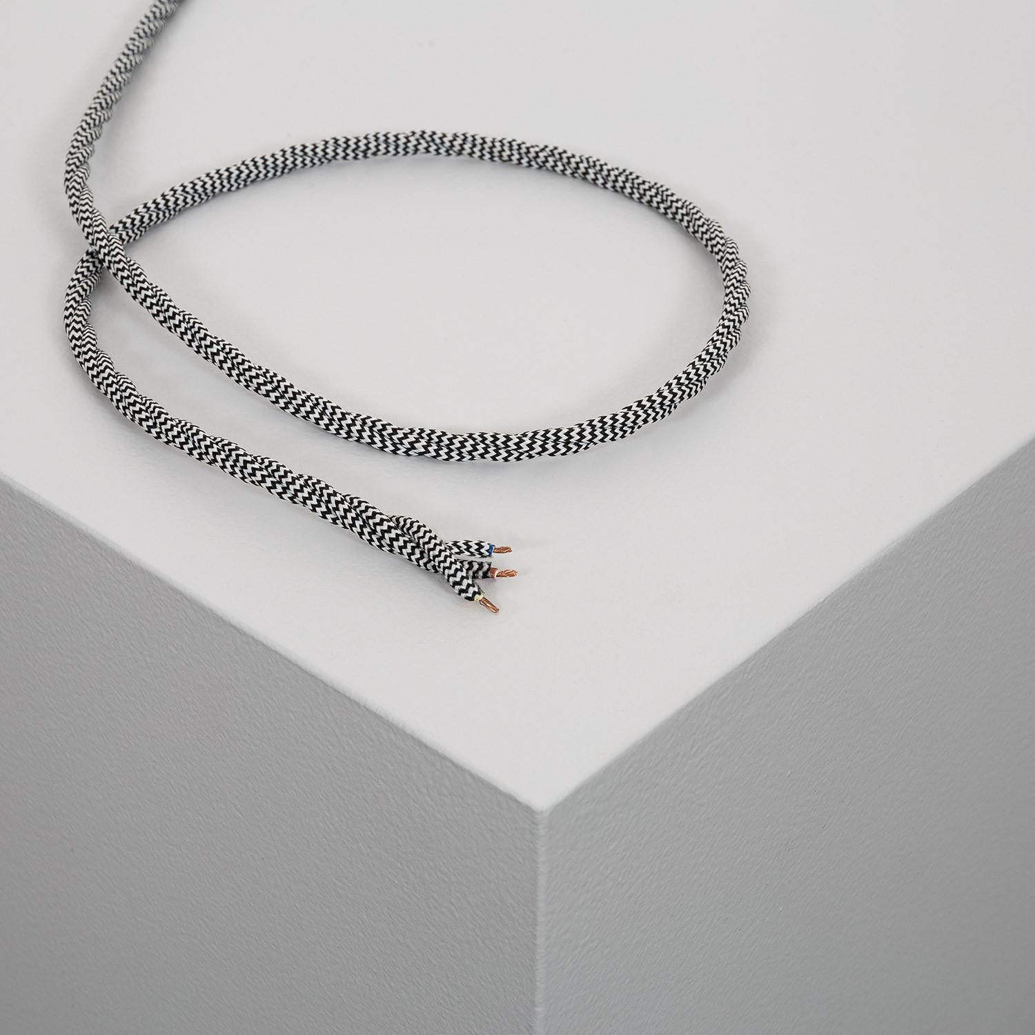 Câble Électrique Textile Tressé Blanc et Noir 100m