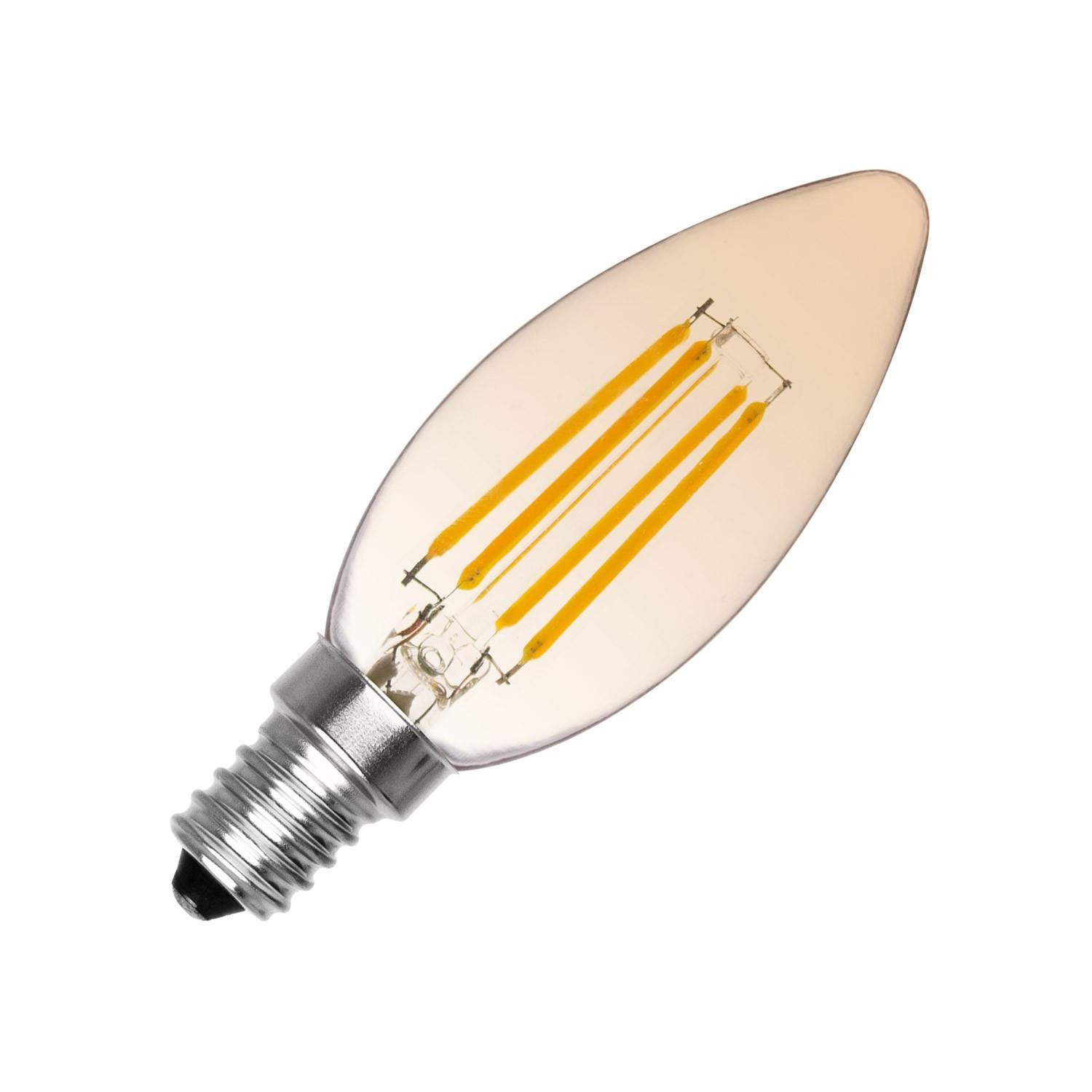 Ampoule LED Filament E14 6W 600lm Dimmable C35 Bougie Gold No Flicker Blanc chaud 2700K