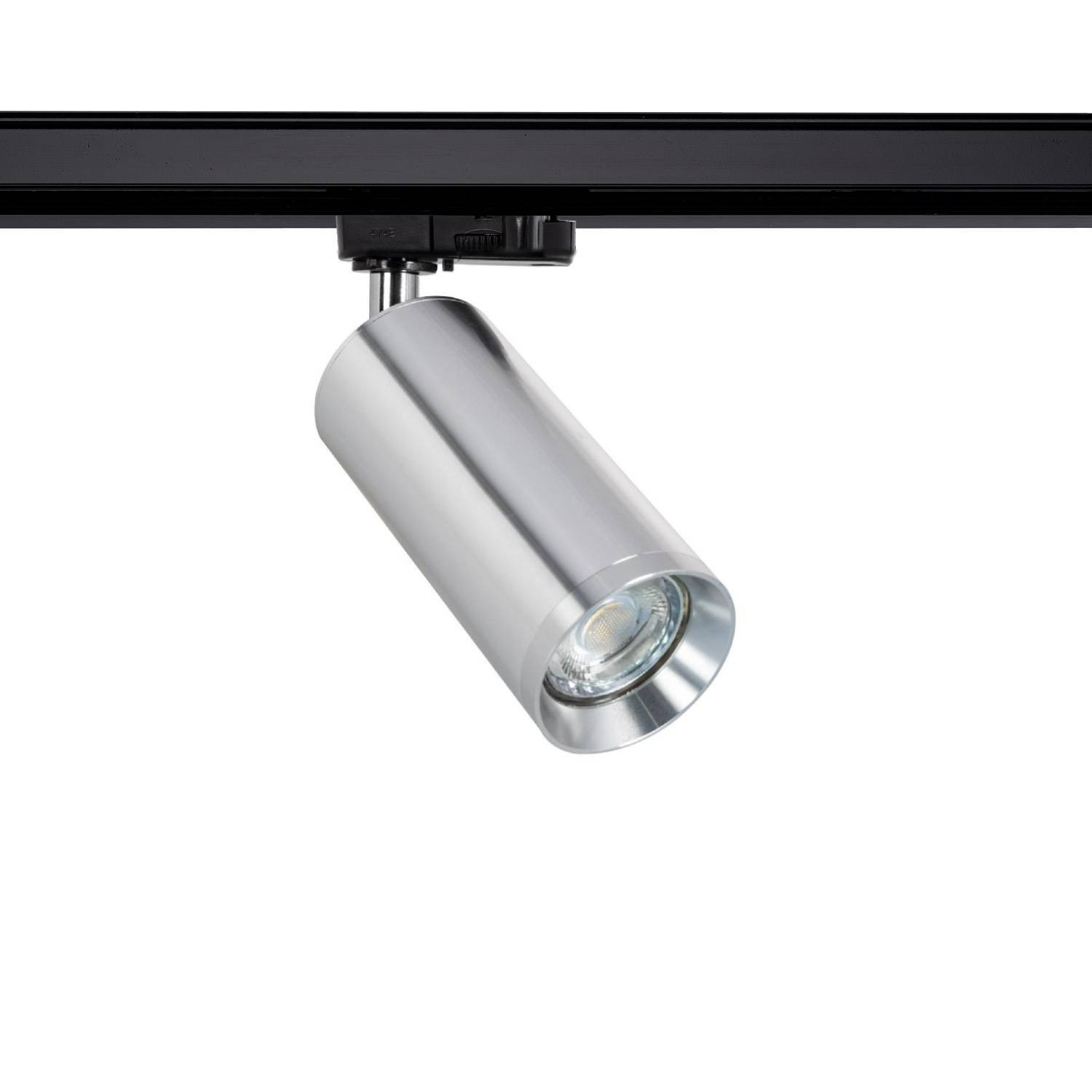 Spot à Douille sur Rail Triphasé Quartz pour Ampoule GU10 Argent