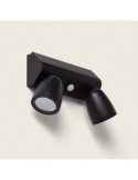 Applique Murale Extérieure LED 12W Aluminium avec Détecteur de Mouvement PIR Abel Large Deux Spots