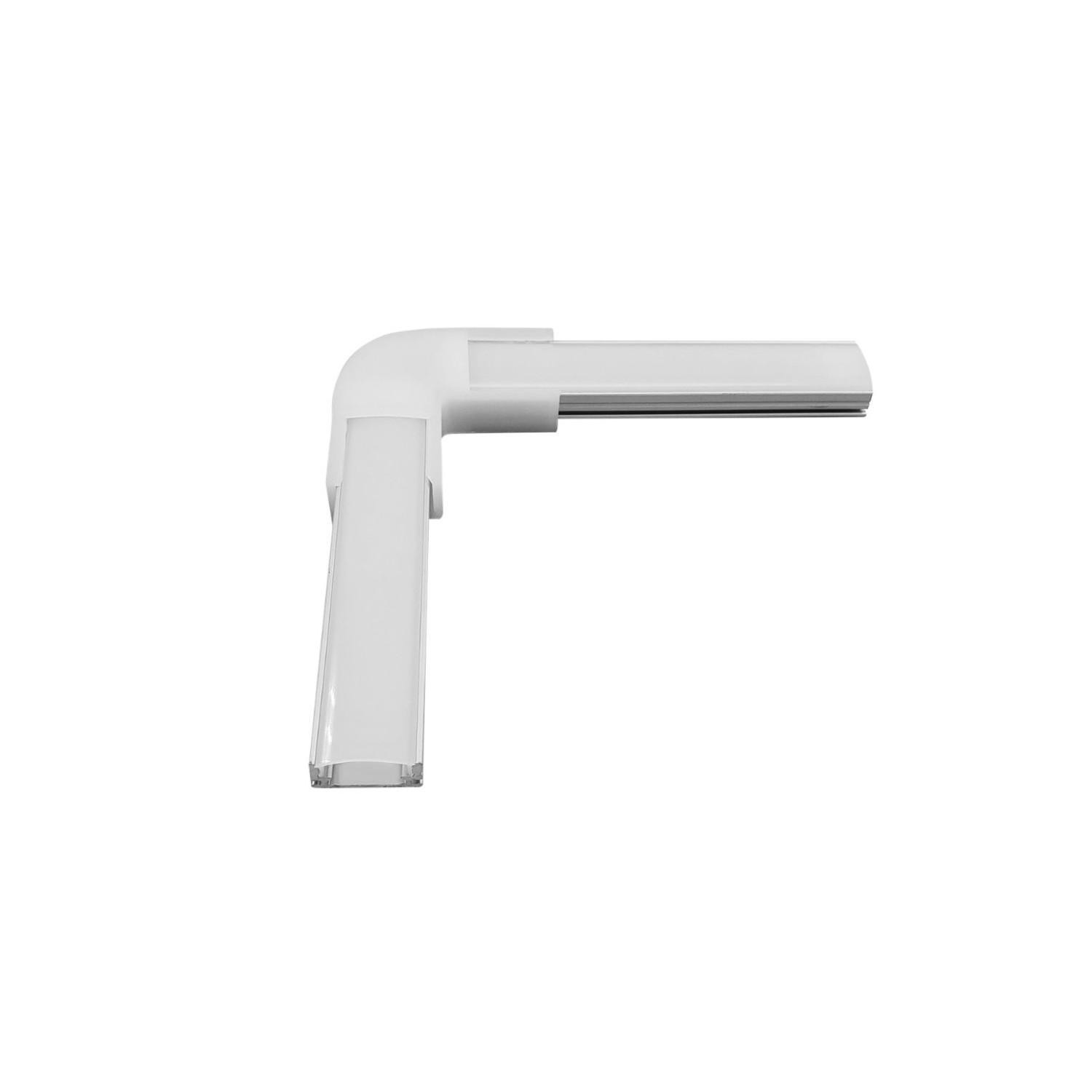 Jonction en L pour Profilé Aluminium en Saillie pour Ruban LED Double jusqu'à 20mm Opale