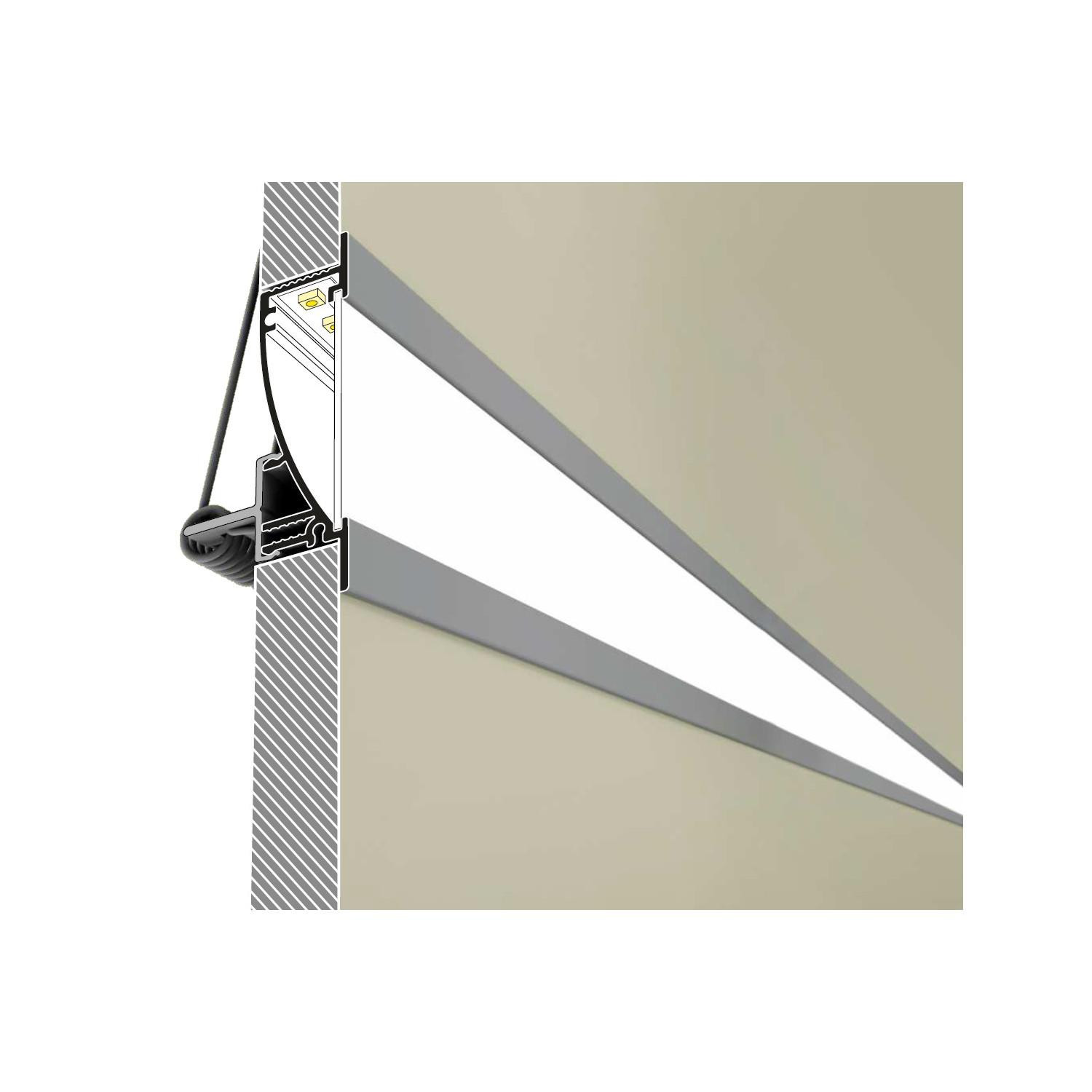 Profilé Aluminium Encastrable 1m Lumière Diffuse pour Rubans LED jusqu'à 10mm Capot translucide