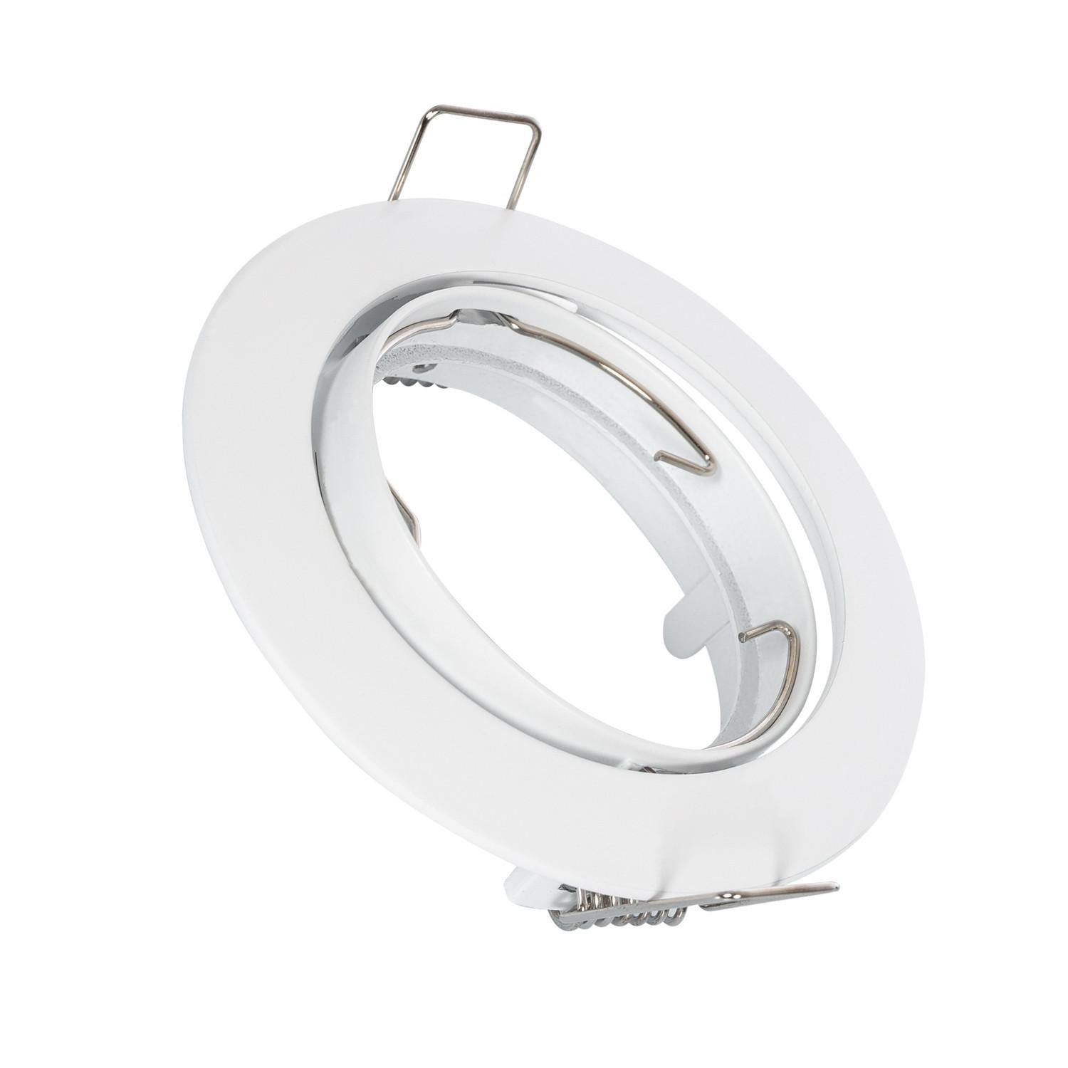 Collerette Downlight Ronde Orientable pour Ampoule GU10/GU5.3 Coupe Ø 72mm Blanc