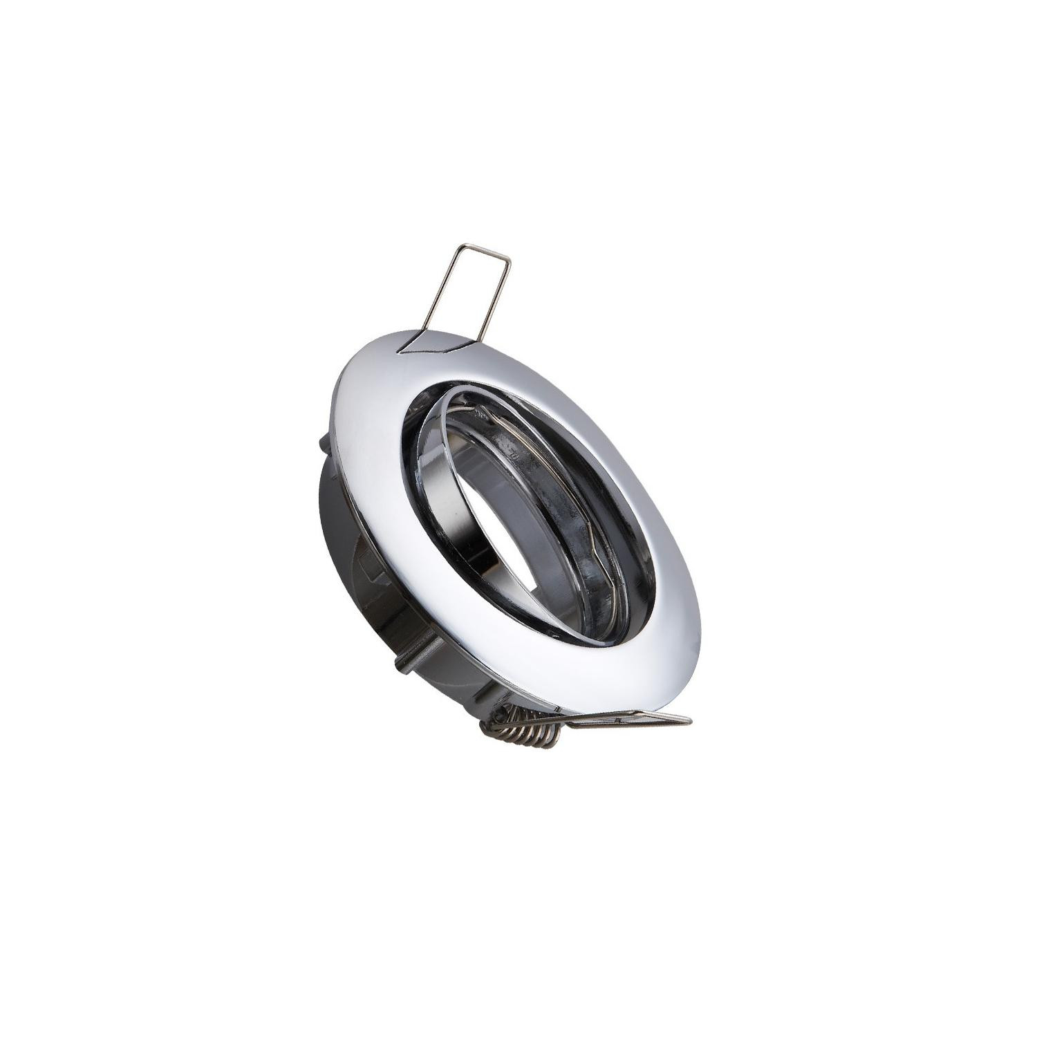 Collerette Downlight Ronde Orientable pour Ampoule GU10/GU5.3 Coupe Ø 72mm Chromé