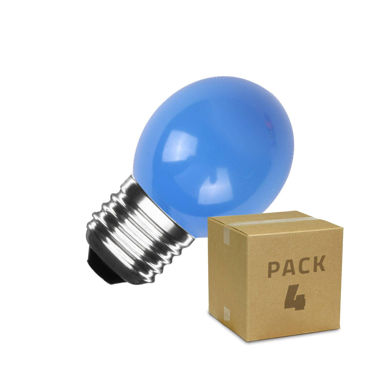 Pack 4 Ampoules LED E27 3W 300lm G45 Bleu Bleu