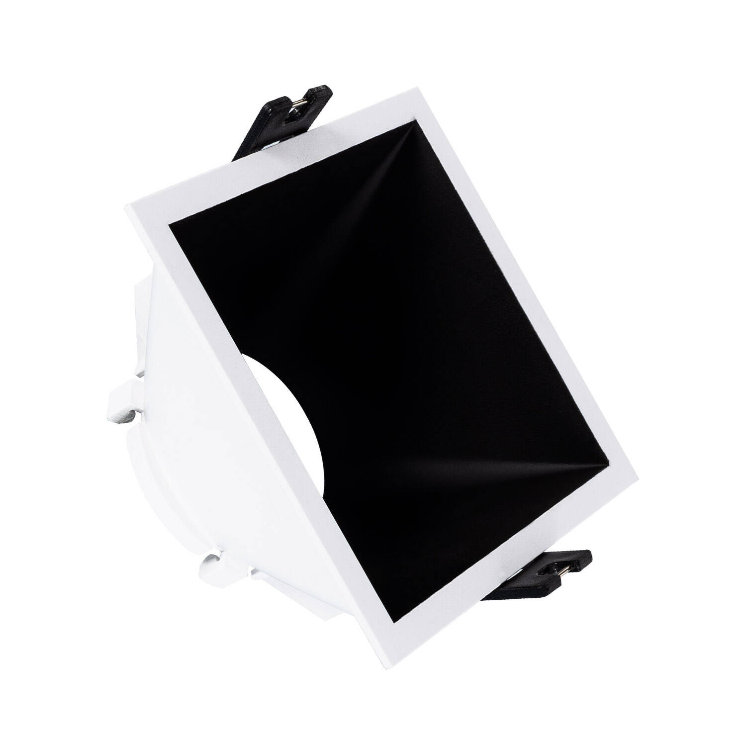 Collerette Downlight Carrée 45º Faible UGR pour Ampoule LED GU10/GU5.3 Coupe 85 x 85mm Blanc / Noir