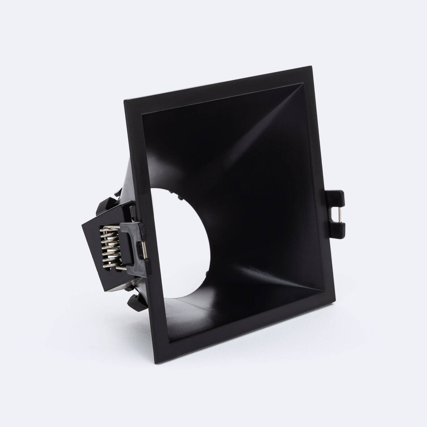 Collerette Downlight Carrée 45º Faible UGR pour Ampoule LED GU10/GU5.3 Coupe 85 x 85mm Noir