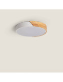 Plafonnier LED Rond Bois 18W CCT Sélectionnable Semi-Dari Ø320 mm