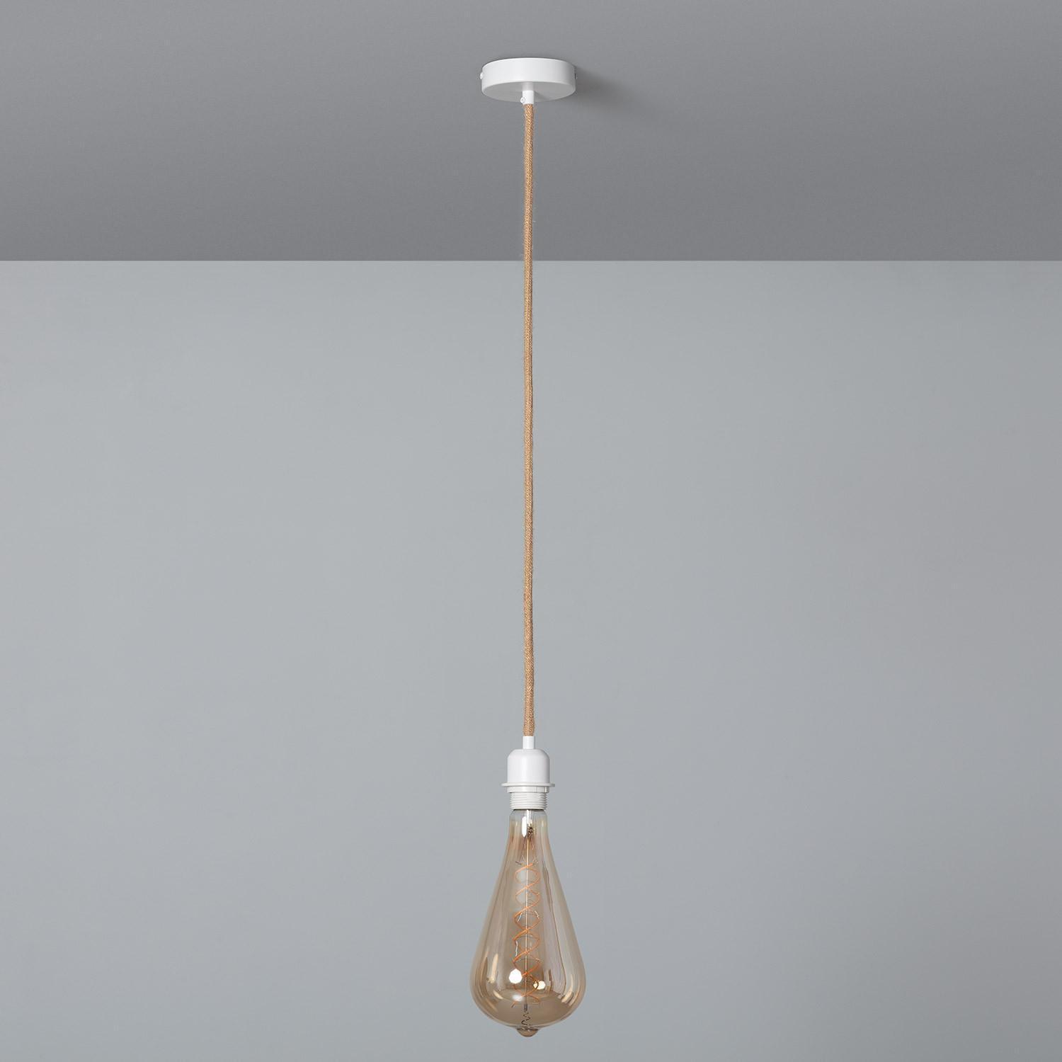 Support à Douille pour Suspension avec Câble Textile Naturel et Blanc Naturel