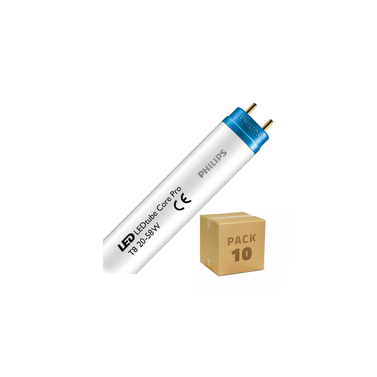 Lot de 10 Tubes LED PHILIPS 150cm T8 G13 20W 110lm/W CorePro Connexion Latérale Blanc froid 6500K Non