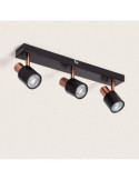 Applique Murale et de Plafond Orientable Métal 3 Spots Albus Black Rose Large