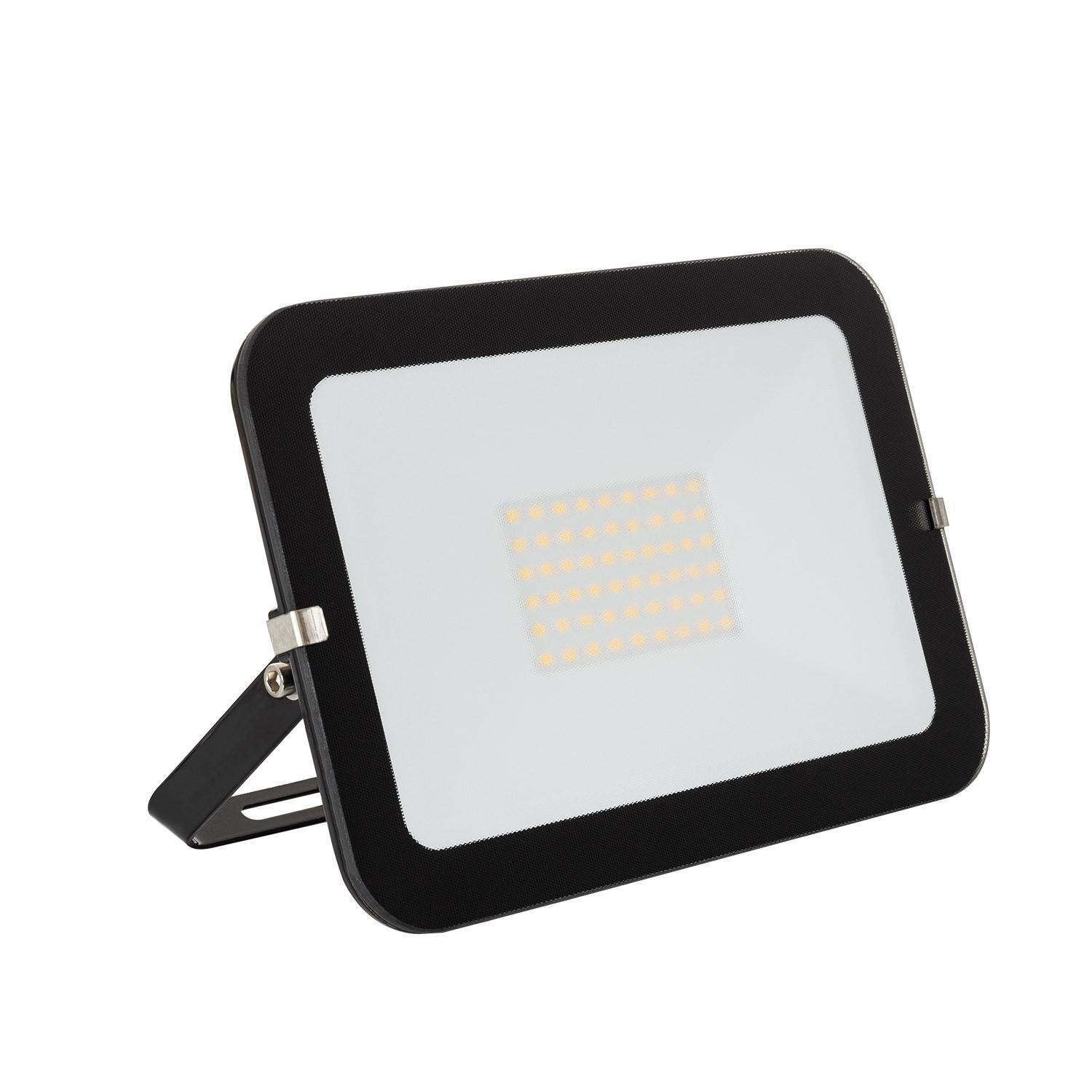Projecteur LED Extra-Plat Crystal 120lm/W IP65 50W Noir Blanc chaud 3000K