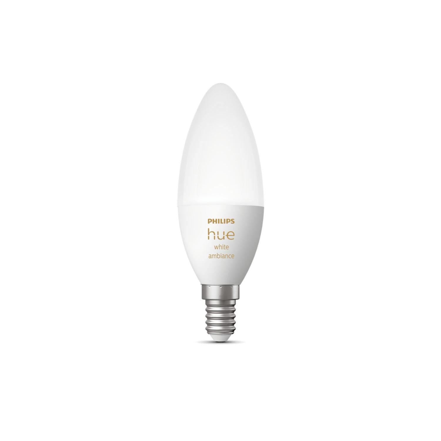 Ampoule LED Intelligente E14 5.2W 470lm PHILIPS Hue White Ambiance Sélectionnable (chaud-neutre-froid)