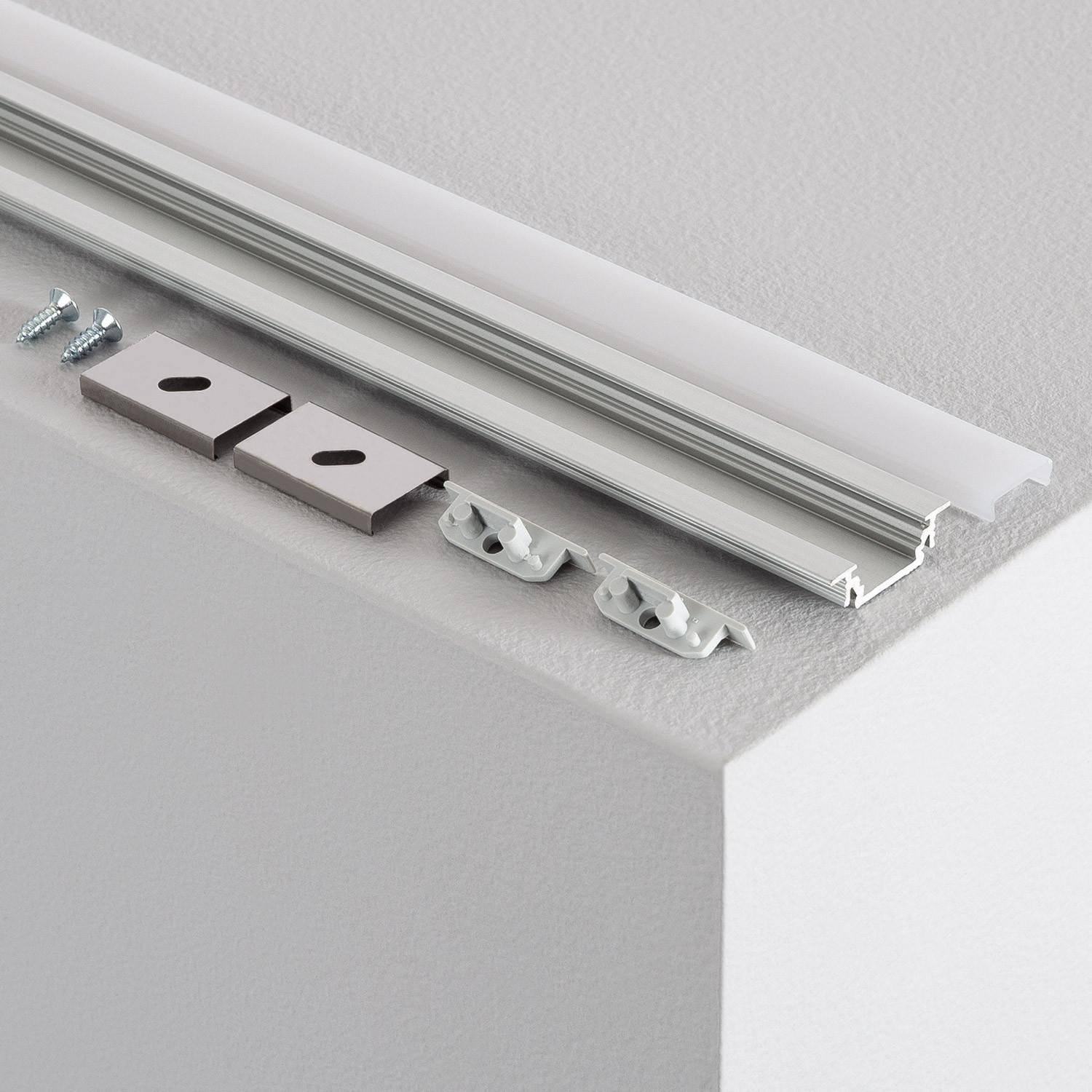 Profilé Aluminium Encastré 1m Capot Coulissant pour Rubans LED jusqu'à 10mm Capot translucide