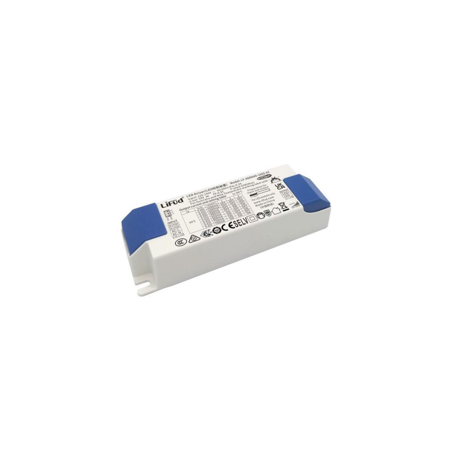 Driver LIFUD Dimmable DALI 220-240V Sortie 9-42V 700-1050mA 6.3-42W No Flicker LF-ADD040-1050-42 42W