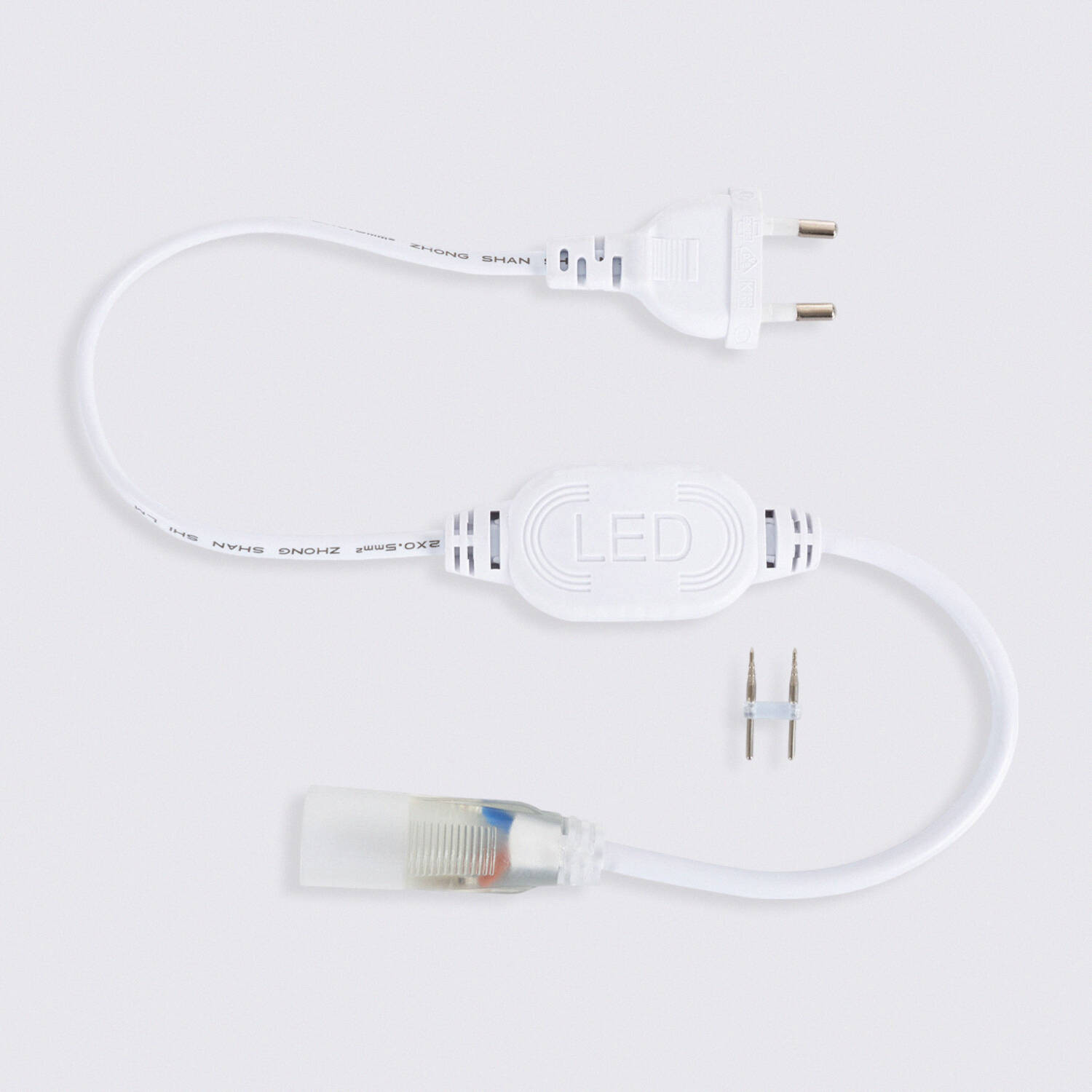 Câble Rectificateur pour Gaine Néon LED Flexible 7.5W/m 220V AC 100LED/m Semi-circulaire 180° Monochrome IP67 Blanc