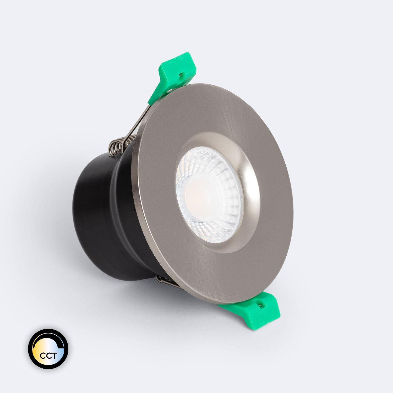Spot Downlight Ignifuge LED 5-8W Rond Dimmable IP65 Coupe Ø 65mm Solid Design Sélectionnable (chaud-neutre) Argent