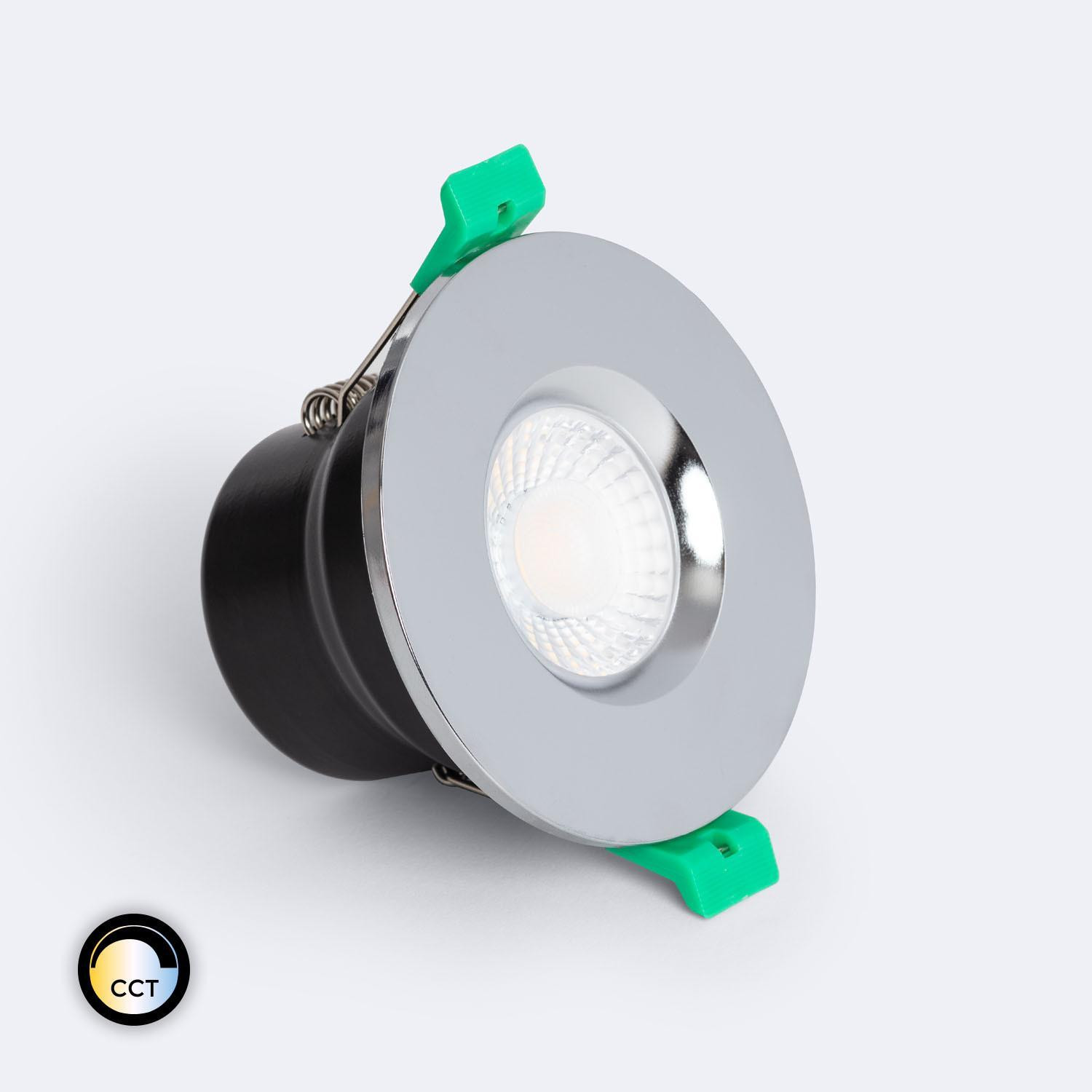 Spot Downlight Ignifuge LED 5-8W Rond Dimmable IP65 Coupe Ø 65mm Solid Design Sélectionnable (chaud-neutre) Chromé