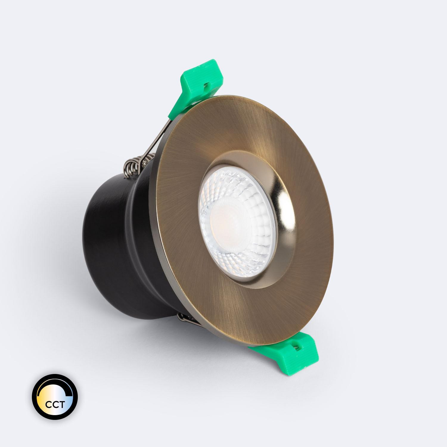 Spot Downlight Ignifuge LED 5-8W Rond Dimmable IP65 Coupe Ø 65mm Solid Design Sélectionnable (chaud-neutre) Doré