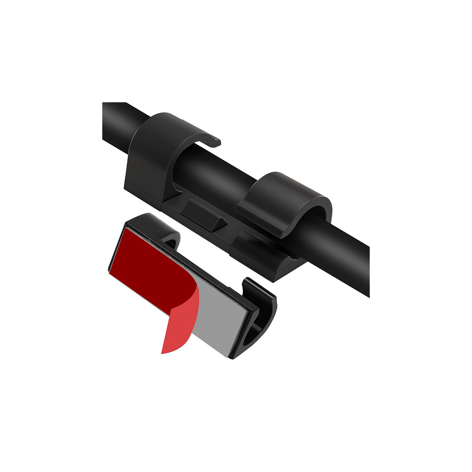 Pack 20 Clips de Fixation Auto-adhésifs Organisateur pour Câble Ø 8mm Noir