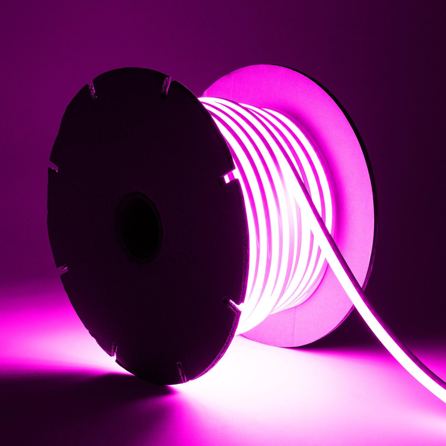 Bobine Ruban Néon LED Dimmable 220V SFLEX8 50 Mètres IP65 Coupe à chaque 100cm Rose