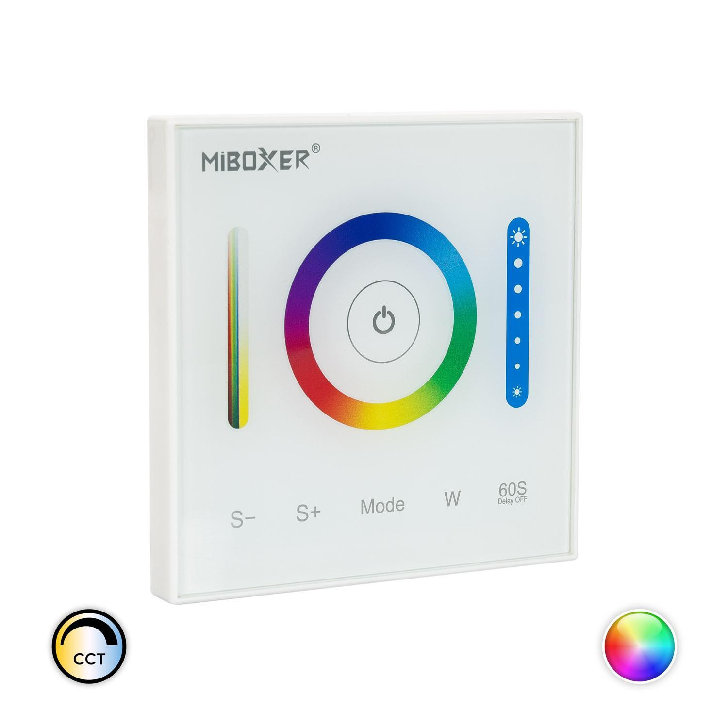 Contrôleur Variateur Mural Tactile LED RGB/RGBW/RGB+CCT 12/24V DC RF MiBoxer P3