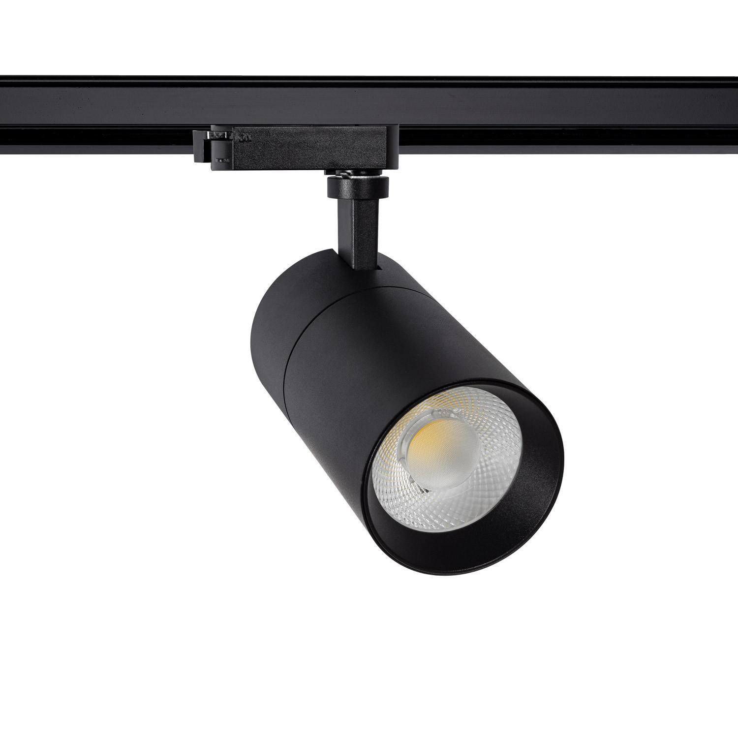 Spot LED sur Rail Monophasé 30W Mallet Dimmable Noir Blanc froid 5000K