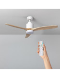 Ventilateur de Plafond Silencieux Mersin Bois & Blanc 132 cm Moteur DC