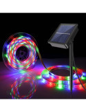 Ruban LED Extérieur Solaire RGB 3V DC 30LED/m 5m IP65 Largeur 8mm coupe tous les 3cms