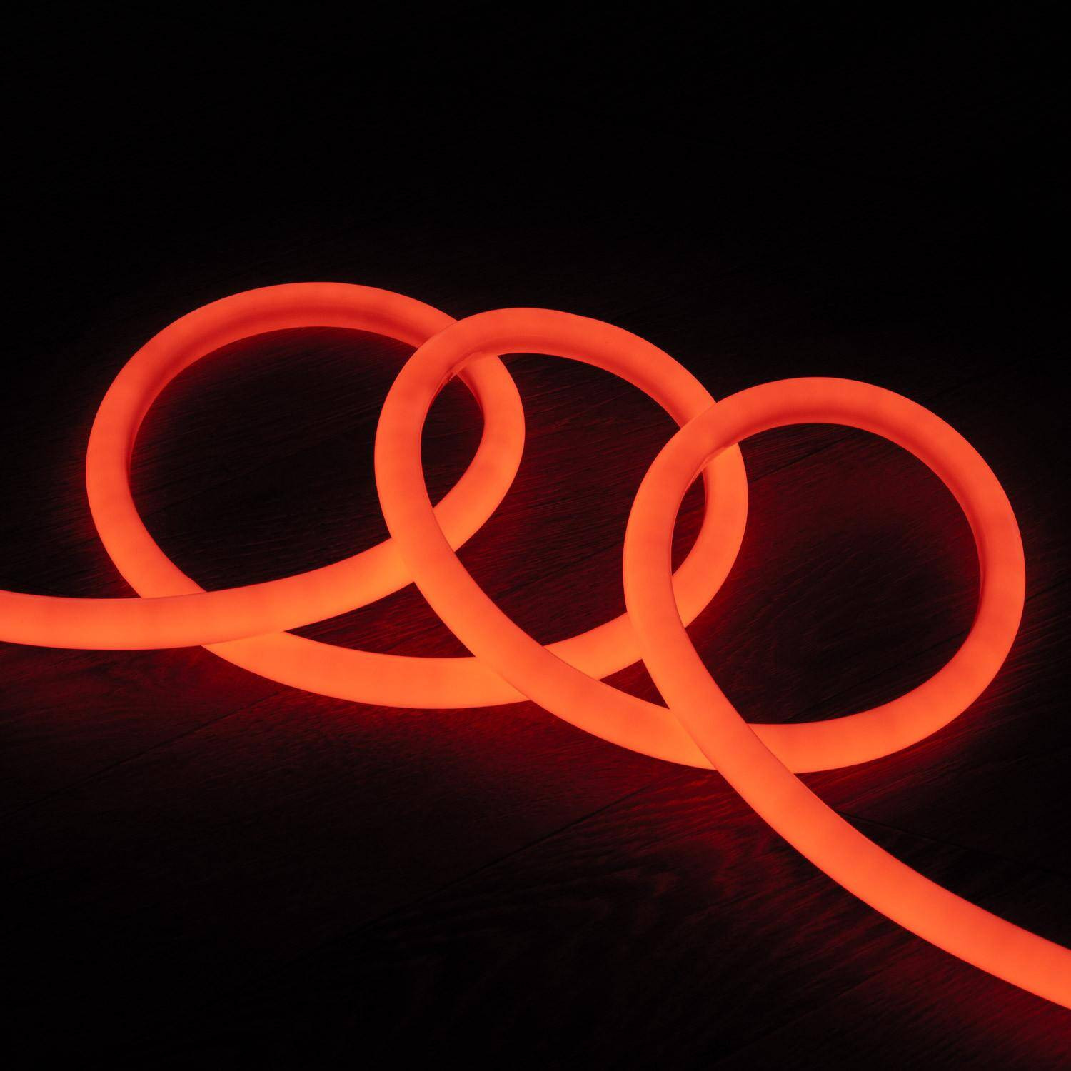 Néon LED Flexible 360º Rond Dimmable 120LED/m 220V AC Orange IP67 Coupe tous les 100cm 7m
