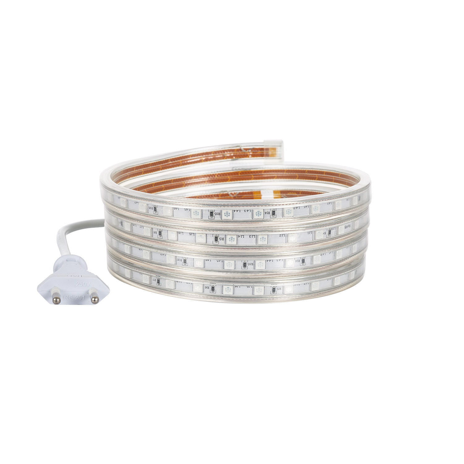 Ruban LED WiFi 220V AC 60LED/m RGB IP65 Largeur 14mm Coupe tous les 100cm 7m