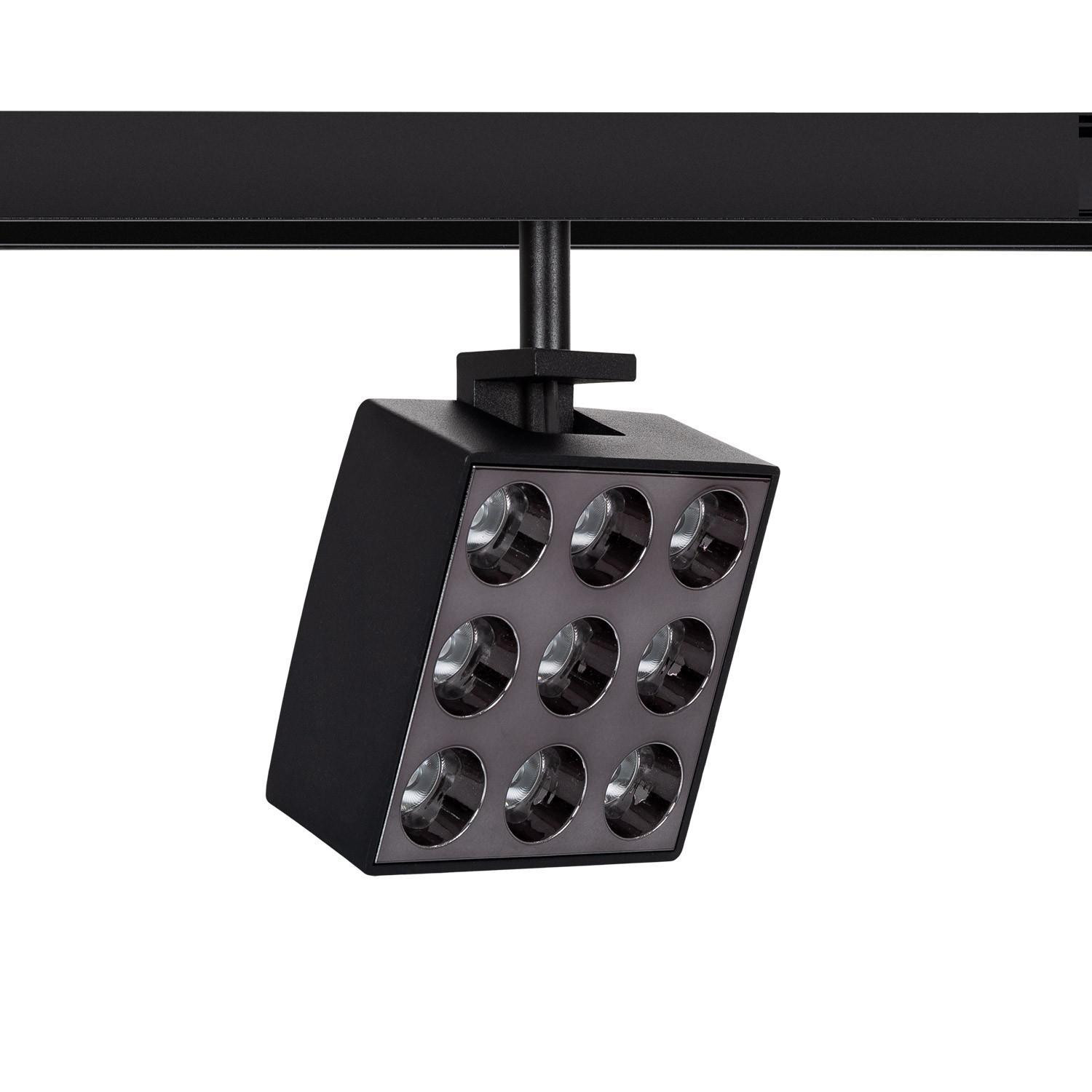 Spot LED sur Rail Magnétique 20mm 15W Optic 48V Noir Blanc chaud 3000K