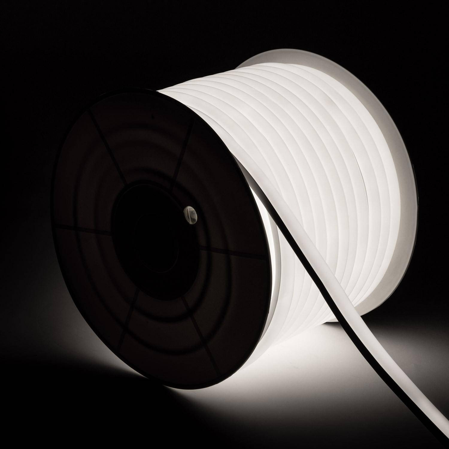 Bobine Gaine Néon LED Flexible Dimmable 7.5W/m 220V AC 120LED/m 50m Semi-circulaire 180° Blanc Froid IP67 Coupe Tous v28450