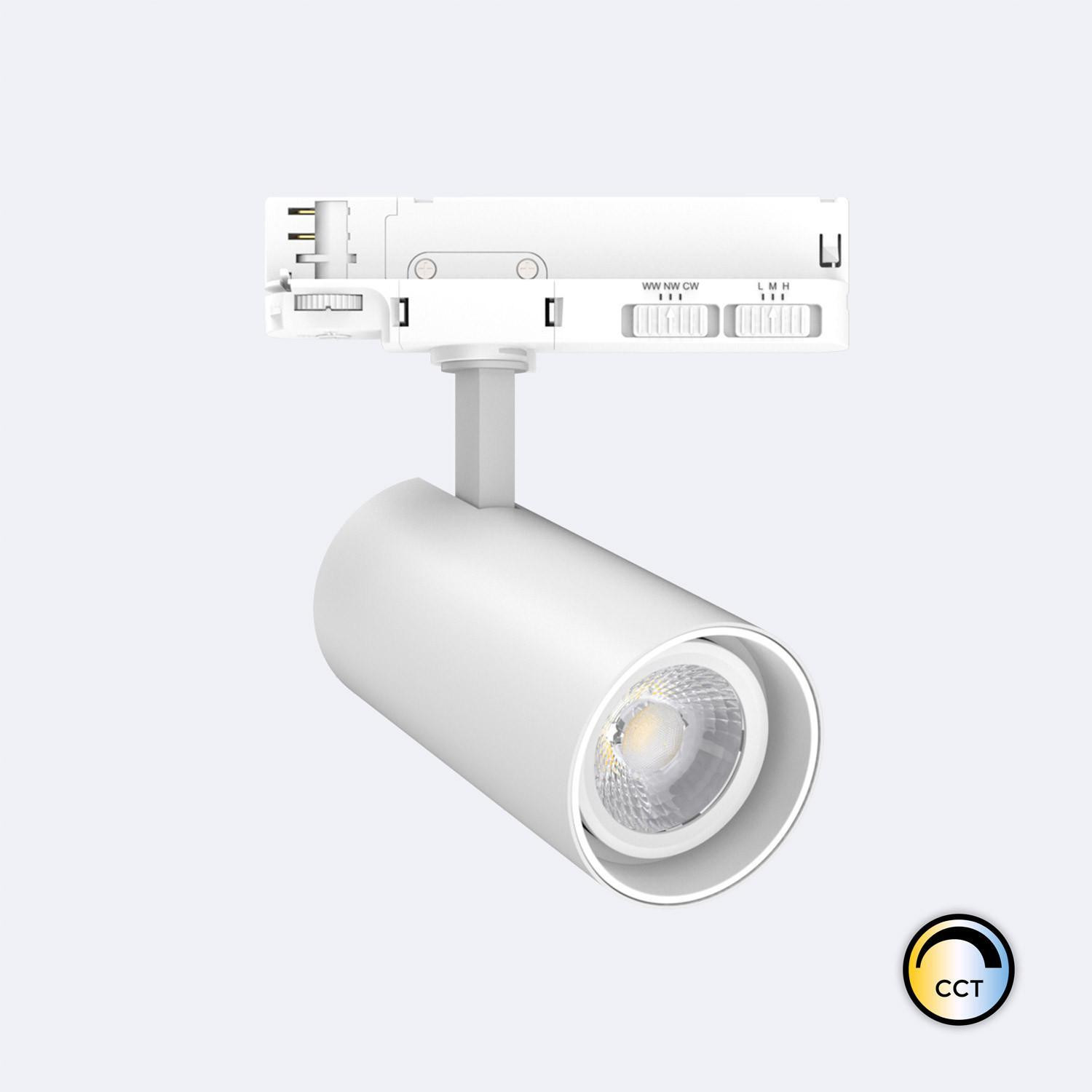 Spot LED sur Rail Triphasé 30W Fasano CCT Dimmable DALI Blanc Sélectionnable (2700K - 3200K - 4000K)