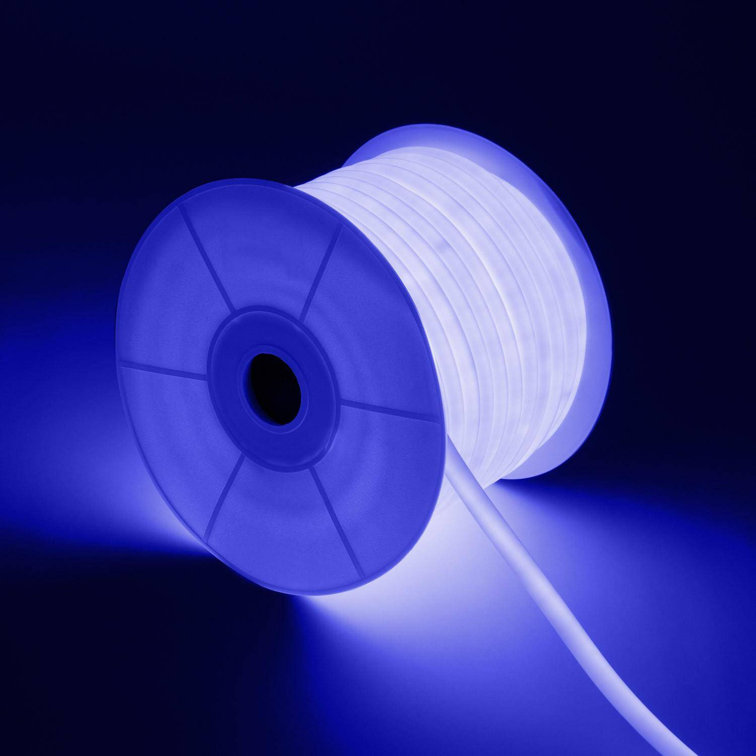 Bobine Néon LED Flexible 360º Rond Dimmable 220V AC 120LED/m IP67 Bleue 50 Mètres Coupe Tous les 100cm Bleu