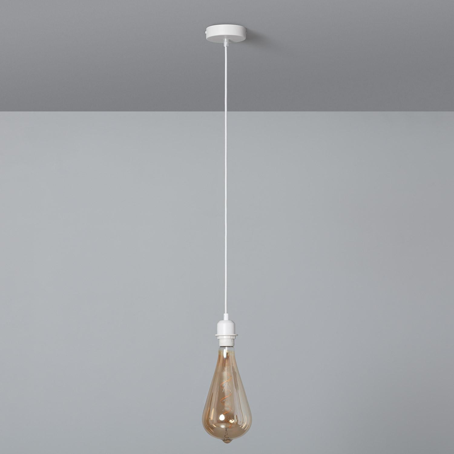Support à Douille pour Suspension avec Câble Textile Blanc Blanc
