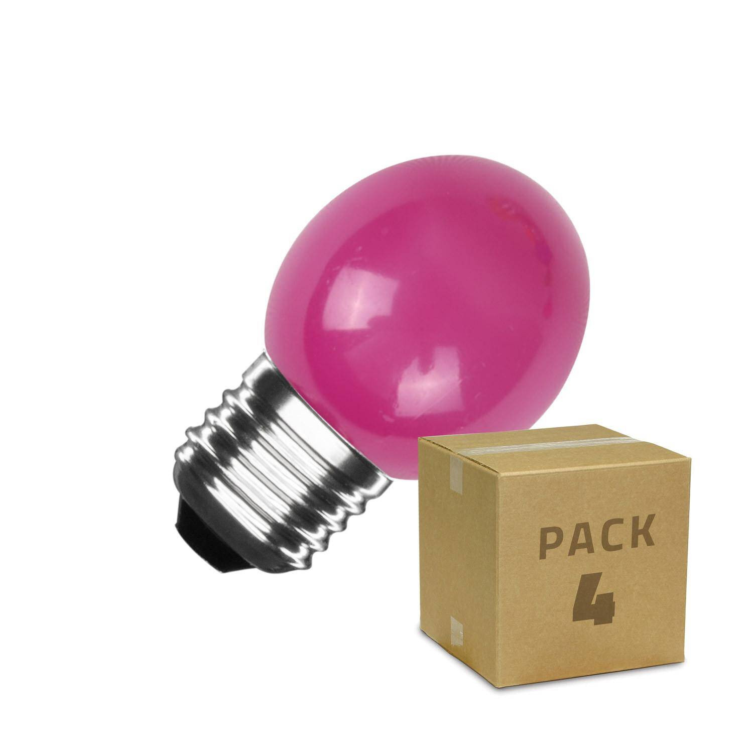Pack 4 Ampoules LED E27 3W 300lm G45 Rose Rose