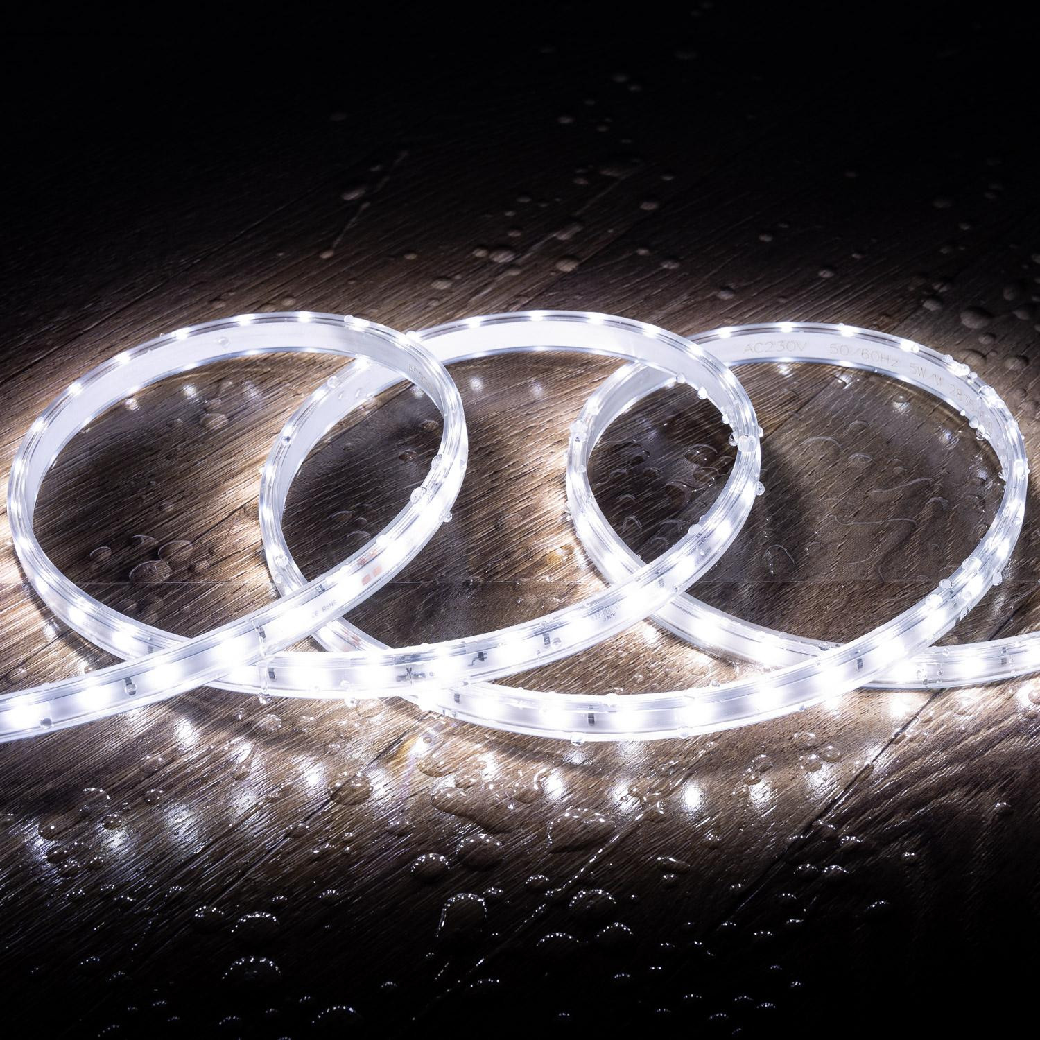 Ruban LED 220V SMD2835 60LED/m Blanc Froid IP65 Largeur 12mm Coupe 100cm 7m