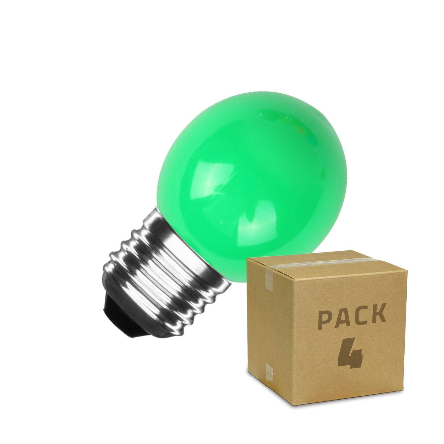 Pack 4 Ampoules LED E27 3W 300lm G45 Verte Vert