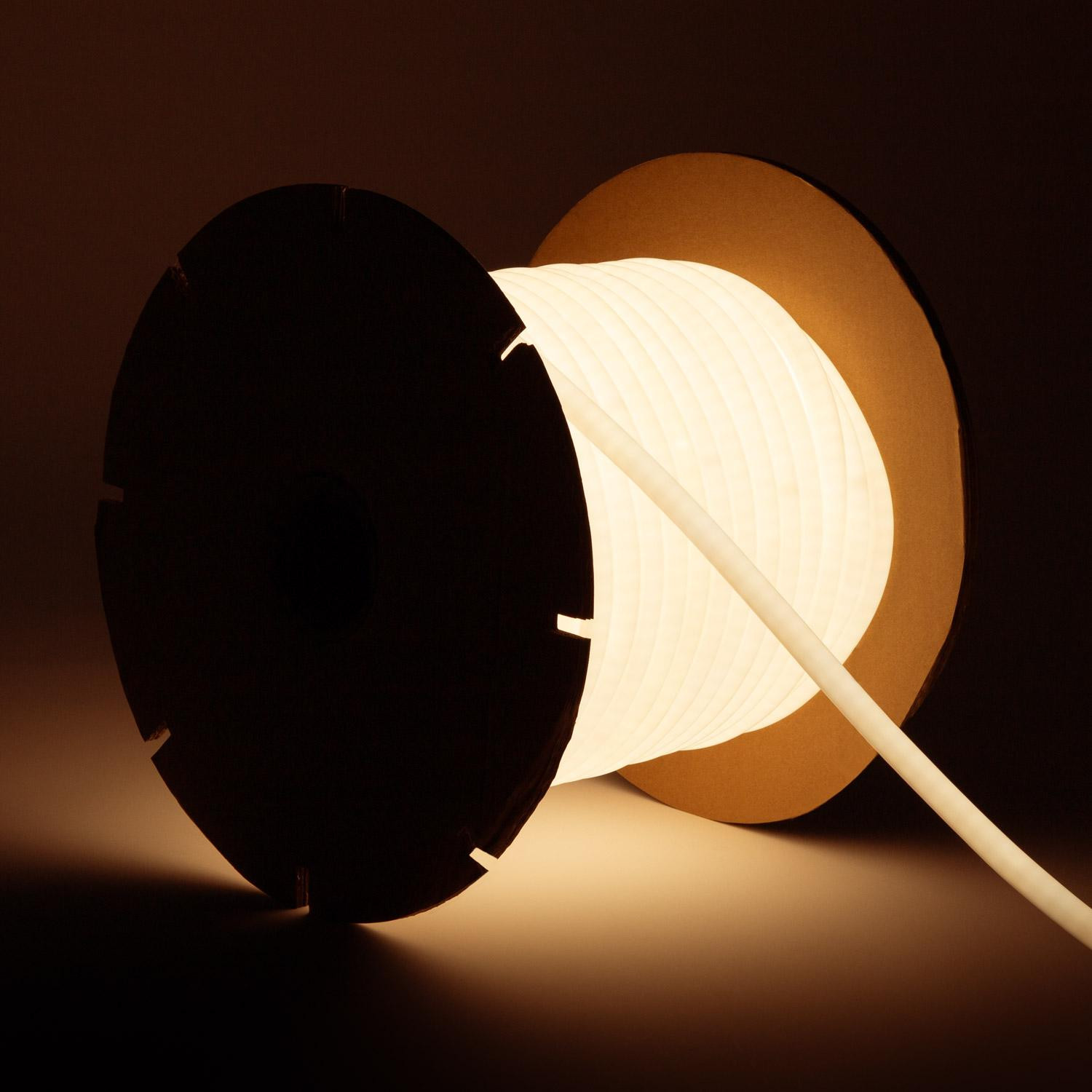 Bobine Gaine Néon LED Dimmable 220V Circlaire SFLEX14 50 Mètres IP65 Coupe 100cm Blanc chaud