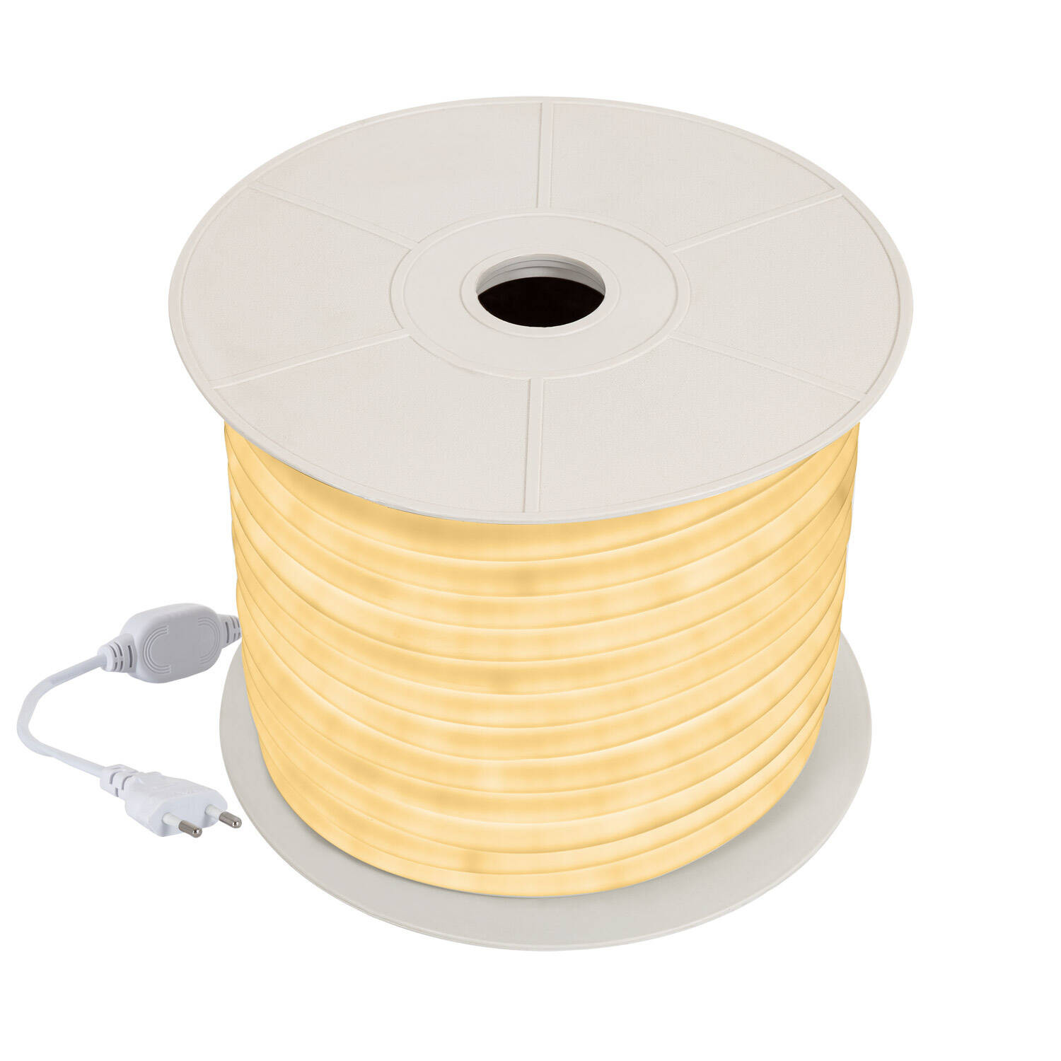 Bobine Néon LED Flexible 360º Rond Dimmable 220V AC 120LED/m IP67 Blanc Chaud 50 Mètres Coupe Tous les 100cm Blanc chaud