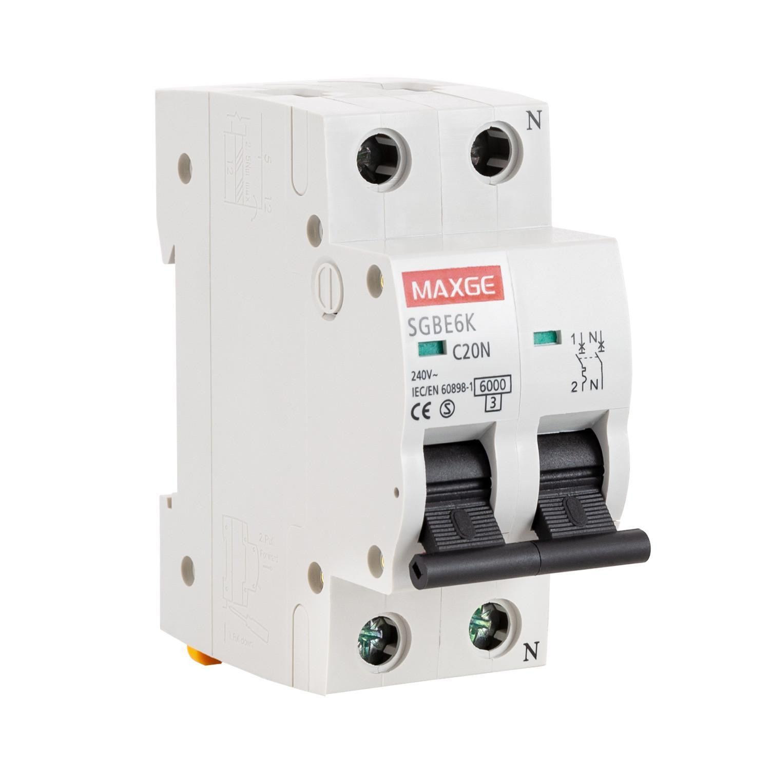Disjoncteur Résidentiel 1P+N 10-40A 6kA Courbe C MAXGE 10A