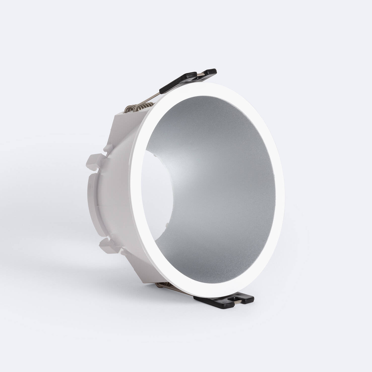 Collerette Downlight Conique Reflect pour Ampoule LED GU10/GU5.3 Coupe Ø 85mm Blanc - Argent